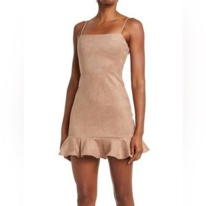 NWT Susana Monaco Ruffle Hem Vegan Suede Dress - XS
